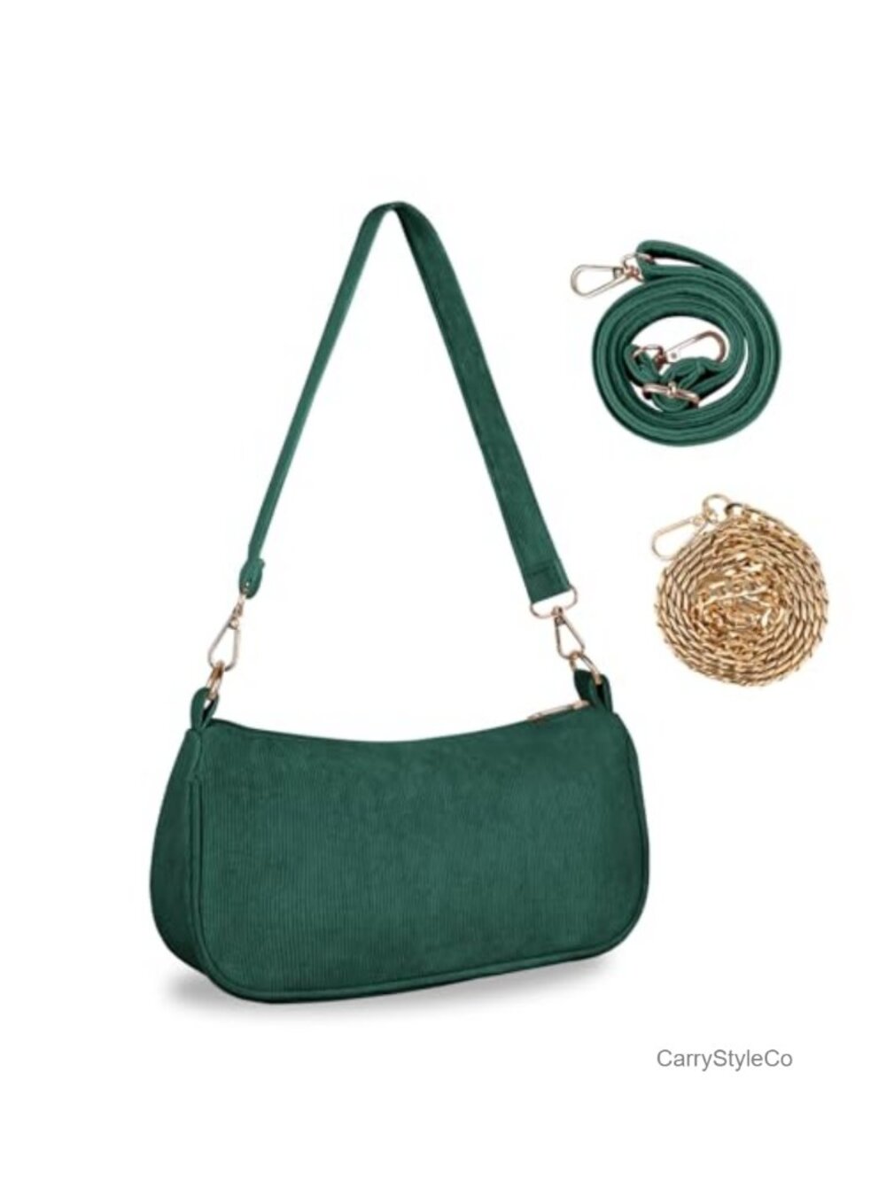 Corduroy Hobo Shoulder Bag Small Crossbody Purse with 3 Straps